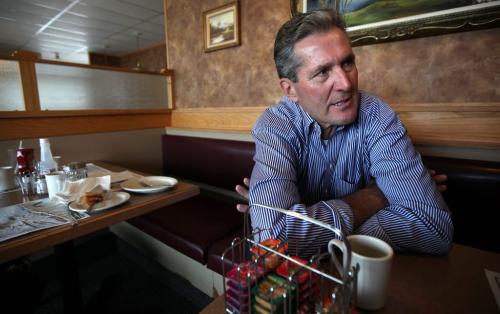 Brian Pallister talks politics after a mid-moring coffee break in his Portage la Prairie constituencey. The former MP and now Provincial Conservative Party Leader is the subject of a Randy Turner tale.  Feb 22, 2013 - (Phil Hossack / Winnipeg Free Press)