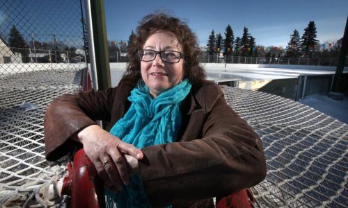 Shelly Ringland, poses at the Roblin Park Community Club's skating rinks....See her story re; My Winnipeg! February 26, 2013 - (Phil Hossack / Winnipeg Free Press)
