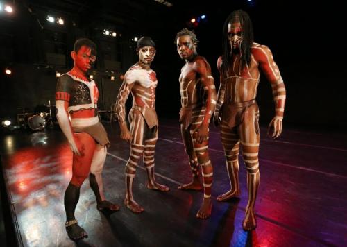 Ardley Zozobrado, Benton Morris, Sale Alberto and Mihail Morris, performers in Kudja, presented by NAfro Dance Productions and Artistic Director, Casimiro Nhussi, at the Gas Station Theatre, Wednesday, February 27, 2013. (TREVOR HAGAN/WINNIPEG FREE PRESS)