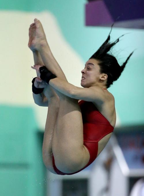 2012 London Olympic Bronze Medalist, Meaghan Benfeito, training at Pan Am Pool, Wednesday, February 27, 2013. (TREVOR HAGAN/WINNIPEG FREE PRESS)