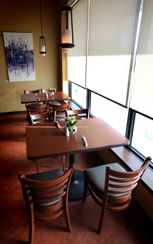 Urns and menu's as well as comfortable seating greet diners at the "Iconic" Steve's Bistro February 27, 2013 - (Phil Hossack / Winnipeg Free Press)