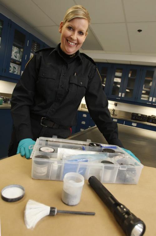Patrol Sgt. Jennifer McKinnon in the Forensic Identification Unit with some of the tools of the trade. Careers Page.For Barbara Bowes career column in conjunction with Int Women's Day. (WAYNE GLOWACKI/ WINNIPEG FREE PRESS) WINNIPEG FREE PRESS  March 1 2013