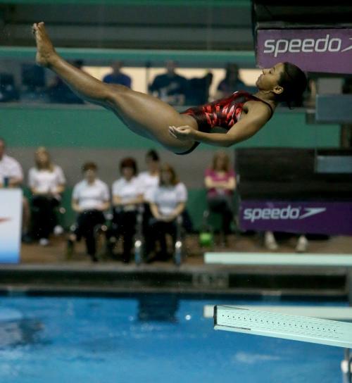 Jennifer Abel, from Laval, QC, competes in the Womens Open 3M Diving Finals of the 2013 Winter Senior Nationals at Pan Am Pool, Sunday, March 3, 2013. (TREVOR HAGAN/WINNIPEG FREE PRESS)