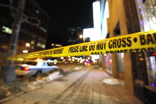 March 3, 2013 - 130303  -  Police investigate on the 200 block of Portage Ave Sunday, March 3, 2013. John Woods / Winnipeg Free Press