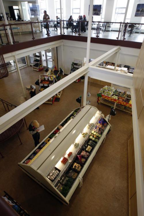 resturant on second floor  with grocery on main floor - Neechi Commons Community Business Complex  - prepare for   grand opening March 19 , the Commons food store is open for business  but the sheleve are fully stocked Äì Murray McNeill story -  KEN GIGLIOTTI / Mar. 6 2013 / WINNIPEG FREE PRESS