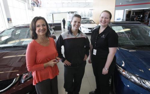 Women in the Auto Industry. From left to right, Debra Borton, Service Manager and Jessica Rear, Automotive Technician at Crown Honda and Amy Fakes, Parts Manager at  Crown Acura.  Steph Crosier story.   WAYNE GLOWACKI/ WINNIPEG FREE PRESS) WINNIPEG FREE PRESS  March 7 2013