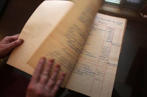 1898-99 handwritten journal in French by  Sisters of Misericorde who founded the child welfare system in Manitoba at the Villa Rosa, 784 WolseleySee Carol Sanders story- March 07, 2013   (JOE BRYKSA / WINNIPEG FREE PRESS)