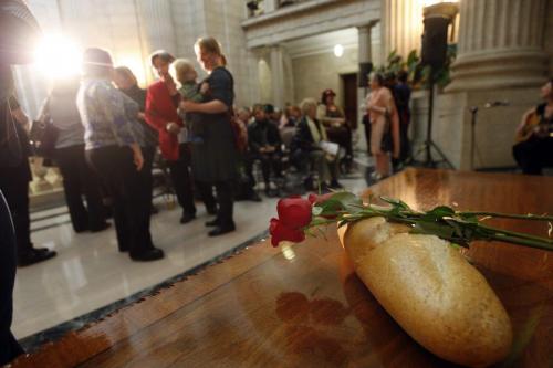 STDUP - 300 people took part in Manitoba Legislative Building , Rotunda  Celebration of International Women's Day (11:45 am ), sandwich luncheon  was served and speakers marked the annual event ,  that started at the United Nations 1975 KEN GIGLIOTTI / Mar. 8 2013 / WINNIPEG FREE PRESS
