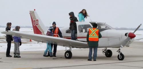 Young women board a Cherokee Warrior aircraft for a flight at the ÄúWomen FlyÄù International WomenÄôs Day event at St. Andrews Airport north of Winnipeg, on on Sat., March 9, 2013. Photo by Jason Halstead/Winnipeg Free Press