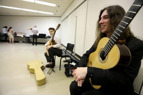 James Graham and Grant Miller wait to perform at the Aikins Memorial Trophy Competition at the Winnipeg Art Gallery, Saturday, March 9, 2013. (TREVOR HAGAN/WINNIPEG FREE PRESS) - for tuesday music page
