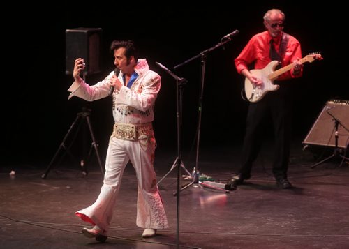 Brandon Sun Adam T. Elvis performs as Elvis Presley during Sunday's Tribute to the Legends concert at the Western Manitoba Centennial Auditorium. The audience was treated to songs by "the King" as well as favourites from Patsy Cline and Johnny Cash. (Bruce Bumstead/Brandon Sun)