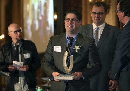 Dr Jordan Hochman, assistant Professor and surgeon with the Winnipeg Health Authority after accepting a Future Leaders award in Business/Professional. See release. January 26 - (Phil Hossack / Winnipeg Free Press)