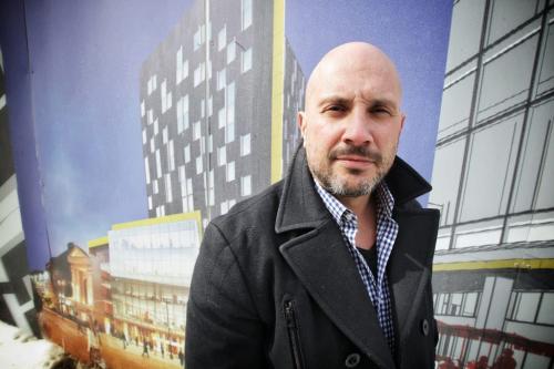 Bobby Mottola, president of Pizzeria Gusto on the site of the new restaurant which will be located along Donald in the new hotel being built at Portage and Donald across from the MTS Centre.  130311 March 11, 2013 Mike Deal / Winnipeg Free Press