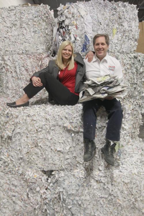 Patti Bowles, and husband Kristjan Backman of Phoenix Recycling Inc. 76 Hoka St. Their company now has 1,700 custiomer and 21 employees and was named 2013 Manitoba Family Owned Business of the Year See Murray McNeil story- March 11, 2013- (JOE BRYKSA / WINNIPEG FREE PRESS)