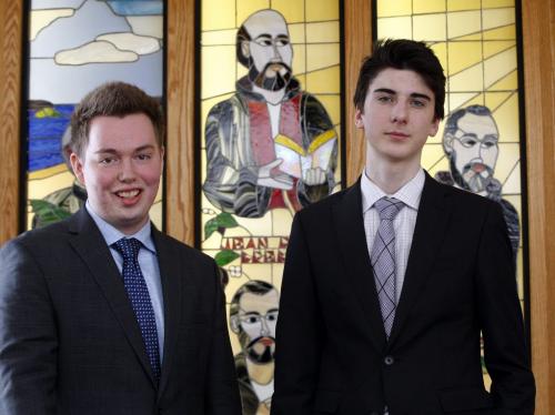 New Pope local  fallow Äì St. Paul's High School , Jesuit students talk about how they feel about the new Pope. left Alex Pankiw  gr.12 and Zach Rawluk Gr.9 Äì  - Carol Sanders story- KEN GIGLIOTTI / Mar. 14 2013 / WINNIPEG FREE PRESS