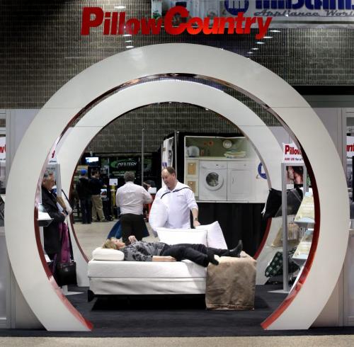 A Home Show patron checks out a better way to relax Friday afternoon as the annual display of home improvements got underway at the Winnipeg Convention Center.....March 15, 2013 - (Phil Hossack / Winnipeg Free Press)
