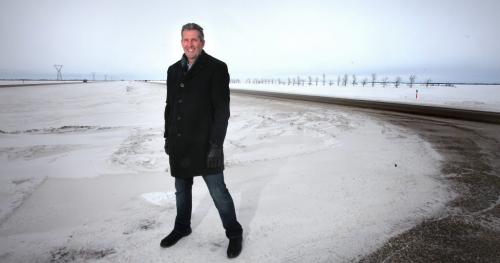 Conservative Leader Brian Pallister poses in the heart of his riding Friday morning. See Randy Turner's tale......March 15, 2013 - (Phil Hossack / Winnipeg Free Press)