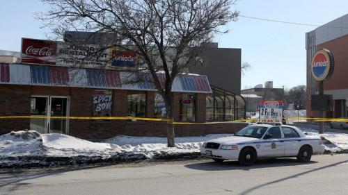 Police investigating a stabbing at Junior's, Saturday, March 16, 2013. (TREVOR HAGAN/WINNIPEG FREE PRESS)