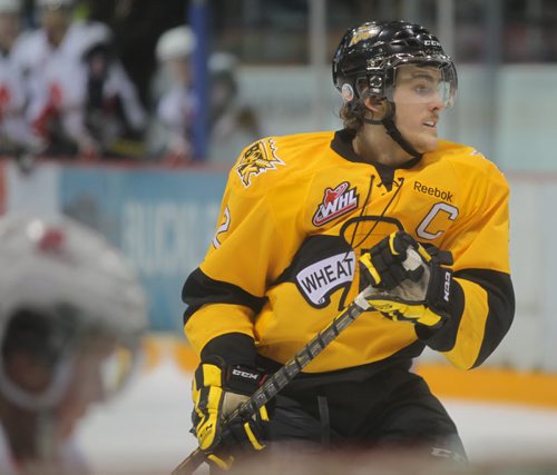 Brandon Sun Wheat Kings' captain Ryan Pulock was named the most valuable player of the year following Saturday night's WHL game against the Moose Jaw Warriors. (Bruce Bumstead/Brandon Sun)