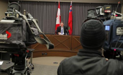 Brian Pallister makes a major policy announcement at the Legislature this morning. Various photos with various expressions. March 18, 2013  BORIS MINKEVICH / WINNIPEG FREE PRESS