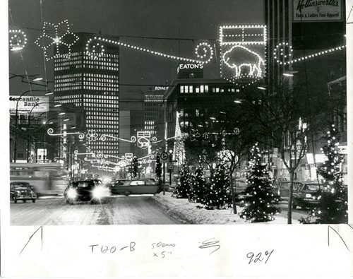 Archive photo of Portage Ave. light up Jan 1 1970. Winnipeg Free Press