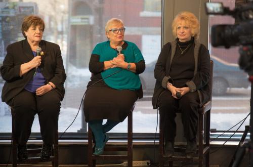 Mothers who lost their daughters to violent crime discuss their advocacy for victims at the Winnipeg Free Press News Caf¾©. From left Priscilla de Villiers, Lesley Parrott and Wilma Derksen/ (Melissa Tait / Winnipeg Free Press)
