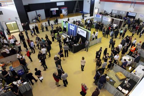 Booths at the gym at RRC. Red River entrepreneurship program assignement. MARTIN CASH STORY. March 21, 2013  BORIS MINKEVICH / WINNIPEG FREE PRESS