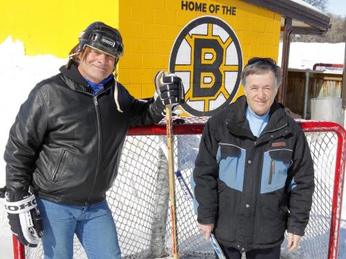 Shot of former Bourkevale star hockey player Gary Watkins and Central Corydon Community Centre GM Jim Carson at the old rink. March 22, 2013  BORIS MINKEVICH / WINNIPEG FREE PRESS
