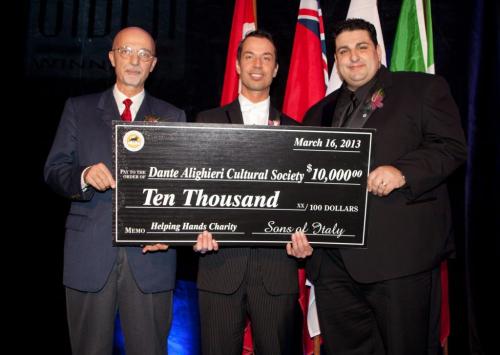 JOHN JOHNSTON / WINNIPEG FREE PRESS  Social Page for March 30th, 2013 Sons of Italy ÄìWinnipeg Convention Center Helping Hands Charity Cheque presentation (L to R): Marco Tombi (Superintendent of Education from Italian Embassy) Tat-Liang Fabio Cheam (President, Order Sons of Italy, Garibaldi Lodge) and Joe Leuzzi (President, Dante Alighieri Cultural Society of Winnipeg)