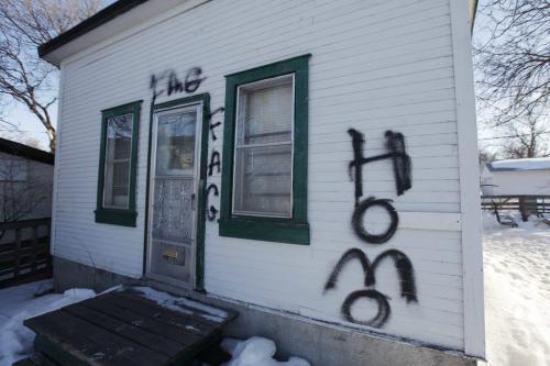 April 1, 2013 - 130401  -  Home of Chris McNally which was vandalized Monday, April 1, 2013.  John Woods / Winnipeg Free Press