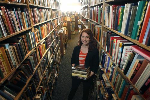Aimee Peake at Bison Books, her store along with Jim Anderson Books, Greenfield Books and The Bookman have grouped together in a book mall in Bison Books.   (WAYNE GLOWACKI/WINNIPEG FREE PRESS) Winnipeg Free Press April 2 2013