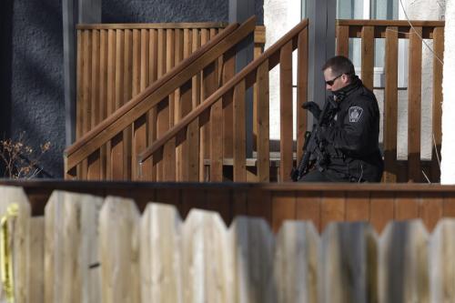 April 2, 2013 - 130402  -  Police attend to a shooting at 503 Langside Tuesday, April 2, 2013. John Woods / Winnipeg Free Press