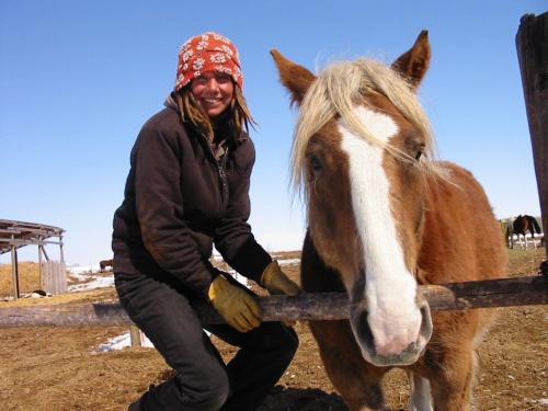 Horse whisperer Judith Graile.   029, 030, 037, 038, 039, 042 - Judith Graille and one of her Belgian horses get close  Bill Redekop / Winnipeg Free Press