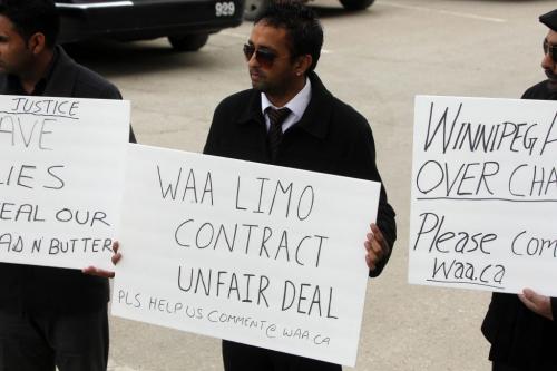 Some limo drivers protested in front of the leg at 11am today. April 5, 2013  BORIS MINKEVICH / WINNIPEG FREE PRESS
