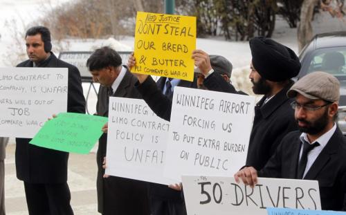 Some limo drivers protested in front of the leg at 11am today. April 5, 2013  BORIS MINKEVICH / WINNIPEG FREE PRESS
