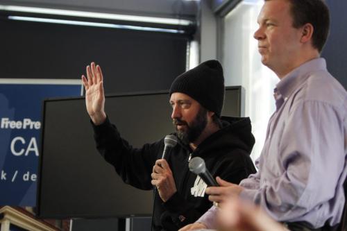 Ontario-born comedian Tom Green graced the stage at the Winnipeg Free Press News Cafe for an interview today at 12:30 p.m. He'll also be on stage at Rumor's Comedy Club Thursday through Saturday this week. Thursday, April 4, 2013. (JESSICA BURTNICK/WINNIPEG FREE PRESS)