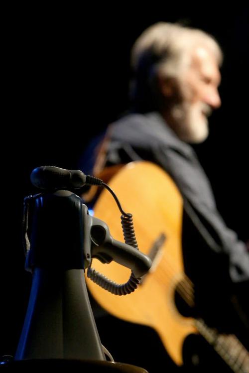 Fred Penner performs during a tribute to Nick Ternette's life at the West End Cultural Centre, Sunday, April 7, 2013. Nick's famous bullhorn was on the stage. (TREVOR HAGAN/WINNIPEG FREE PRESS)