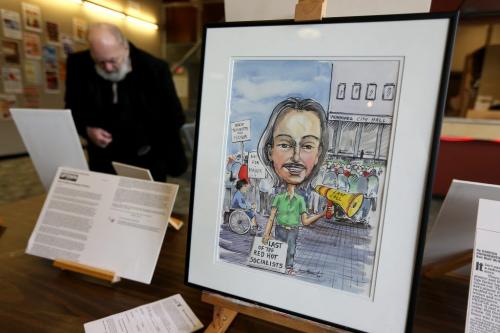 Articles, photos and drawings were on display in the lobby at a tribute to Nick Ternette's life at the West End Cultural Centre, Sunday, April 7, 2013. (TREVOR HAGAN/WINNIPEG FREE PRESS)