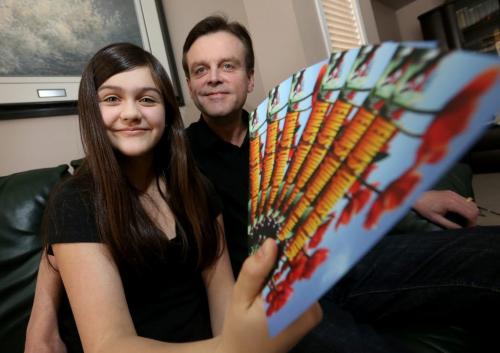 Jenna Sigurdson, 11, created a campaign called Jenna's Toonies for Tulips, to raise awareness of Parkinson's Disease, after her father, Blair, was diagnosed, Sunday, April 7, 2013. (TREVOR HAGAN/WINNIPEG FREE PRESS)
