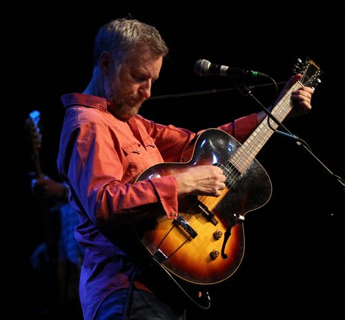 Billy Bragg performs onstage at the Garrick Center Wednesday night. As always Bragg expressed his activist leanings on many levels including glee at the death of Margaret Thatcher. April 10, 2013 - (Phil Hossack - Winnipeg Free Press)