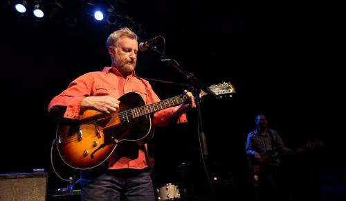 Billy Bragg performs onstage at the Garrick Center Wednesday night. As always Bragg expressed his activist leanings on many levels including glee at the death of Margaret Thatcher. April 10, 2013 - (Phil Hossack - Winnipeg Free Press)