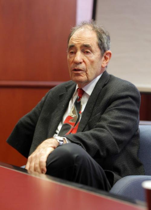 Albert "Albie" Louis Sachs in the board room interviewed by Free Press.  April 11, 2013  BORIS MINKEVICH / WINNIPEG FREE PRESS