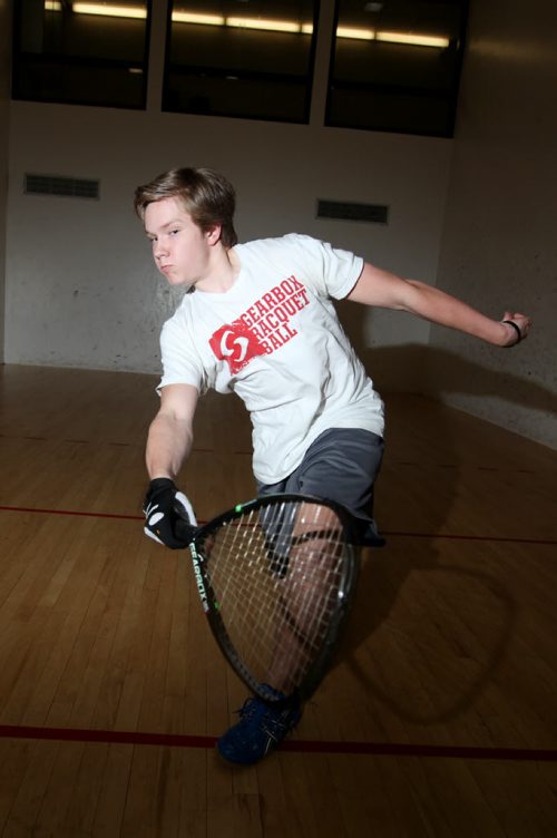 Brandon Sun 11042013 Racquetball player Connor Madill practices serves during a portrait session at the Sportsplex on Thursday. (Tim Smith/Brandon Sun) ***for Chris Jaster feature***