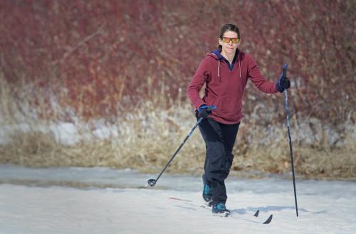 Jodi Pratt cross country skiing in Wildwood Park, Sunday, April 14, 2013. (TREVOR HAGAN/WINNIPEG FREE PRESS)