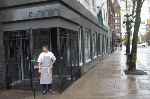 Former-Winnipeg chef Makoto Ono at his Vancouver restaurant Pidgin. - with Amanda Cheng Local protesters are trying to shut down the restaurant for fear of gentrification. April 2013  Gordon Sinclair Jr/ Winnipeg Free Press