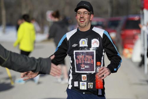April 16, 2013 - 130416  -  Tim Coombs joined about 300 people at the Assiniboine Park duckpond for a 5km run in support of the Boston MArathon victims Tuesday, April 16, 2013. John Woods / Winnipeg Free Press