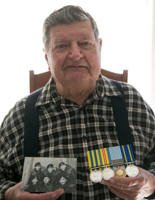 Stan Jaworski, a Korean veteran, fought in the war as a gunner in a M4A2 Sherman tank in the Strathacona Horse, Armoured Division. Originally from Brandon, MB, Jaworski will travel to Korea on April 20th, to participate in ceremonies with Korean government. 130419 - Friday, April 19, 2013 - (Melissa Tait / Winnipeg Free Press)