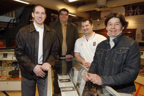 SPORTS - Manitoba Basketball Hall of Fame player inductees are named Äì left to right Dan Becker , Norm Froemel , Joey Johnson , Anne Smith Äì melissa martin story  KEN GIGLIOTTI / April . 23 2013 / WINNIPEG FREE PRESS