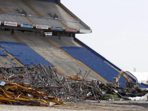 Demolition has begun on the old CanadInns Stadium. Wayne Glowacki/Winnipeg Free Press April 23 2013