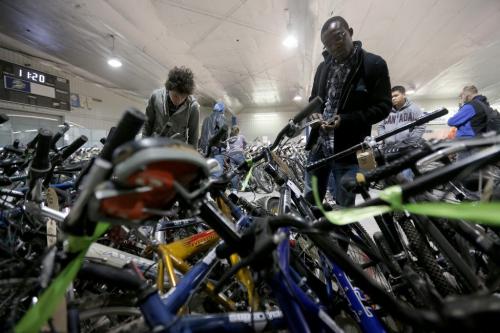 The bike auction at Varsity View Community Centre, Saturday, April 27, 2013. (TREVOR HAGAN/WINNIPEG FREE PRESS)